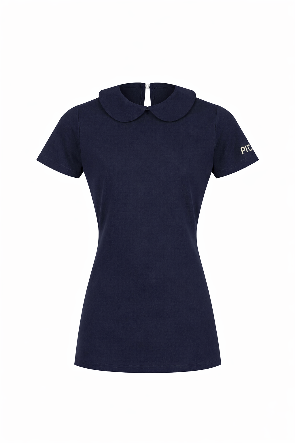 Navy blue t-shirt golf shirt a collar on a white background