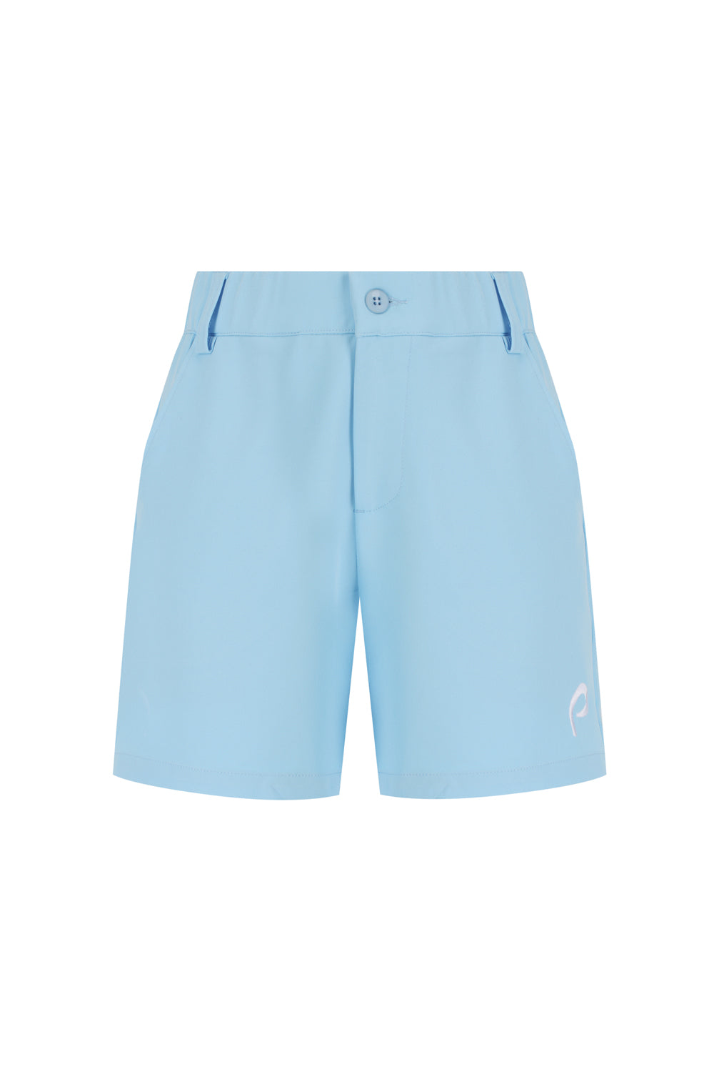 Girls Light blue shorts on a white background. 