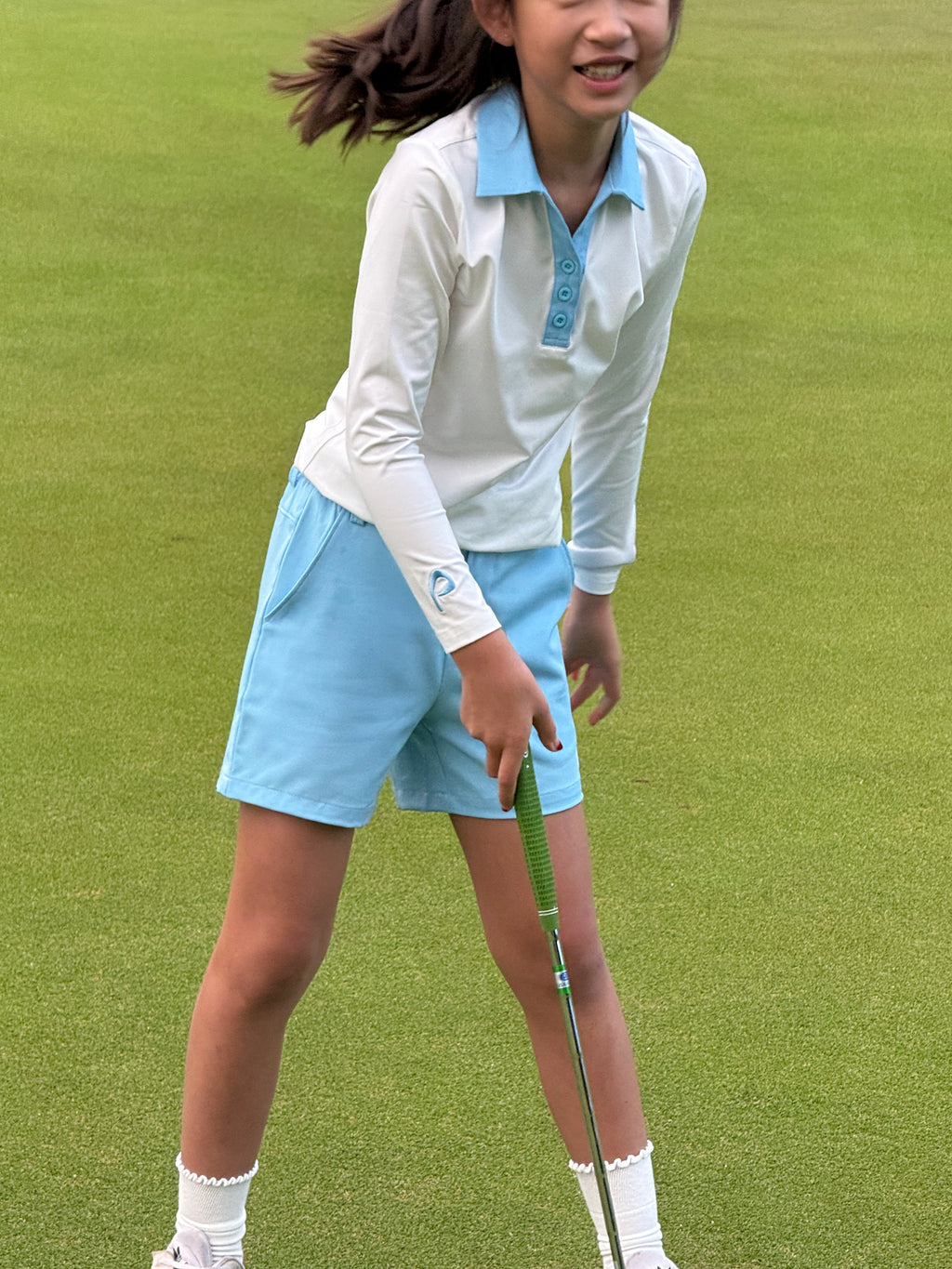 Pitchn golf Polo Shirt - girls golf clothing - Skyline Long Sleeves Shirt